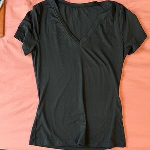 Black V-Neck Short Sleeve Women's Top